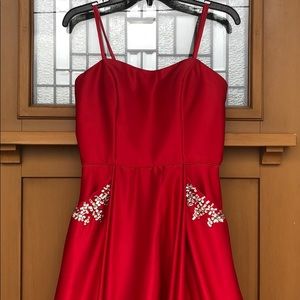 Red long Princess Prom dress